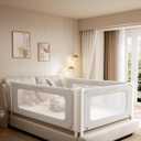 Bed Rails for Toddlers 3 Pack, Thickened & Reinforced Baby Rail Guard with No-Nail Design, Height Adjustable Toddler Rails for King Size, Kids Safety Bed Side Rails,Grey (74.8x78.7x78.7in)