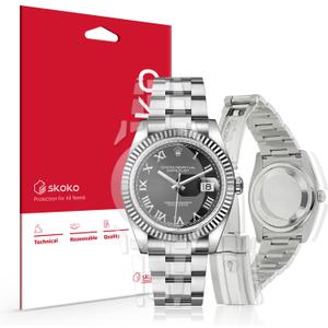 skoko 2 Pack Full Body Protective Film for Rolex Datejust 36mm, Glossy Clear Skin, Anti Scratch, Screen Protector