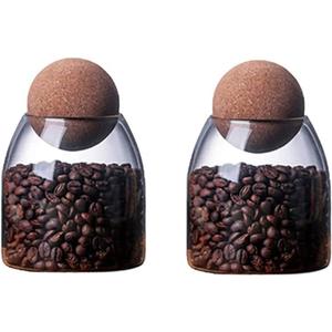 Glass Jar with Wood Lid Ball Jar Small Food Storage Container Clear Candy Jars Canister Sugar Coffee Tea Beans Spice Salt Storage 2 PSC 500 ML