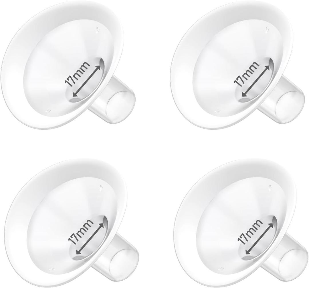 3 pc 17mm Oval Flanges Shields Built-in Soft Edges Compatible with Medela/Lansionh Pumps, Replacement Parts for Pump in Style, Symphony, Swing Maxi, Harmony and Personalfit Flex Connector