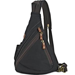 Canvas Sling Bag Convertible Crossbody Chest Bag Shoulder Backpack Daypack for Men Women Outdoor Cycling Travel