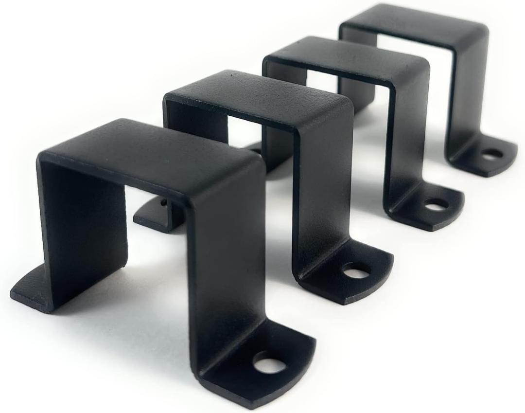 1x1" Square Tube Strap Clamp, Powder Coated Black, bracket clamp U-type - 4-Pack