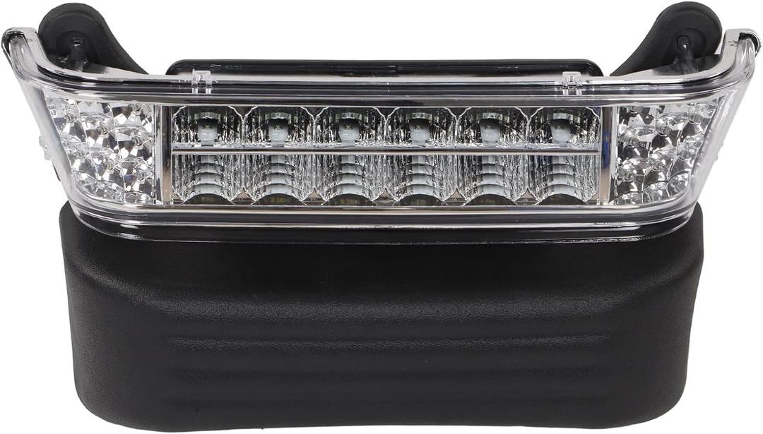 Club Car Precedent 12V LED Headlight with Bumper - Replacement Front Light for Electric Golf Carts 2004 Onwards - Short Harness Button Switch 102524801