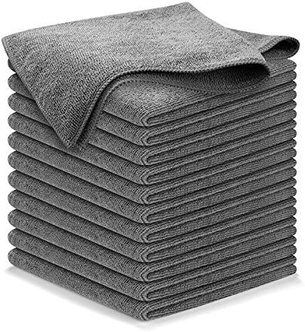 USANOOKS Microfiber Cleaning Cloth Grey - 6 Pcs (12.5"x12.5") - High Performance - 1200 Washes, Ultra Absorbent Microfiber Towel Weave Grime & Liquid for Streak-Free Mirror Shine - Car Washing Cloth
