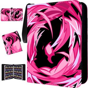 Trading Card Binder for TCG Cards, 9-Pocket Portable Card Collector Ablum Holder Book Fits 900 Cards with 50 Removable Sleeve, Waterproof Card Binder Display Storage Carrying Cases for TCG-Purple