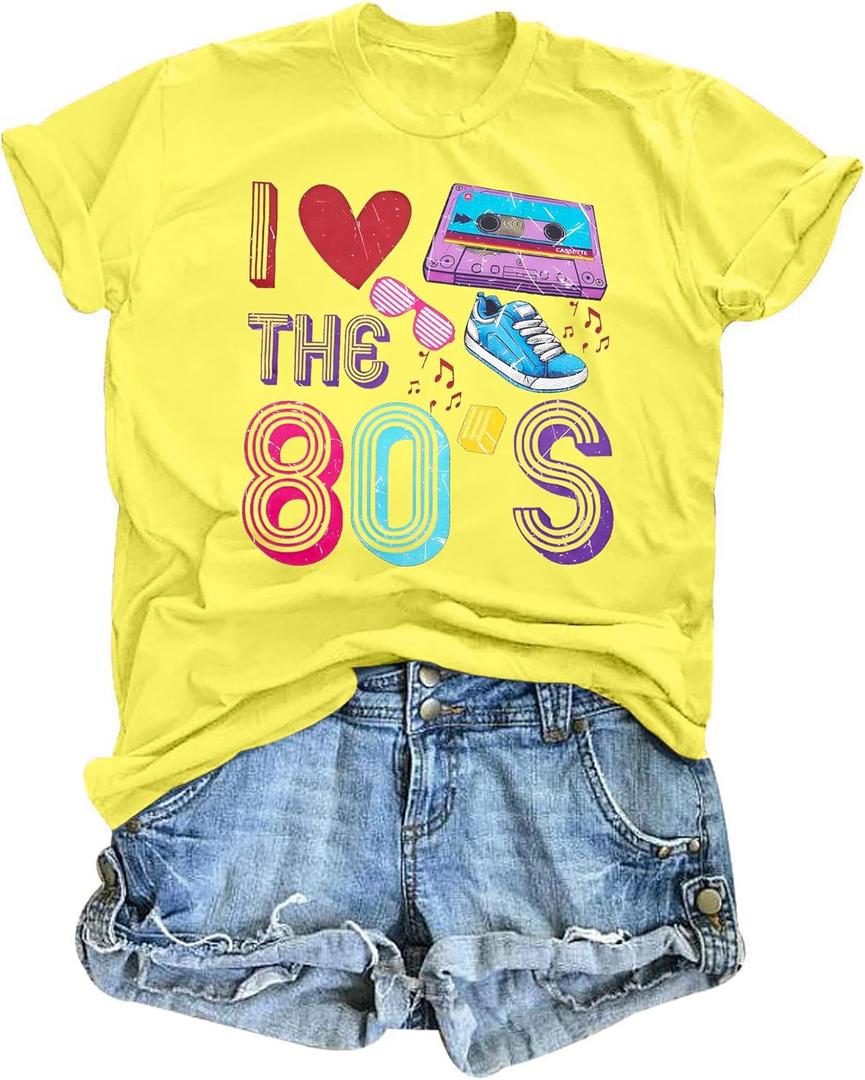 80s Shirts for Women Retro 90s Outfit I Love The 80s Tshirts 1980s Theme Party Outfits 80 S 90 S Neon Costumes (XXL)
