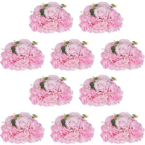 NUPTIO Flower Balls Flowers for Centerpieces: 10 Pcs 11.8 inch Diam Pink Artificial Rose Fake Flower Arrangement Bouquet for Wedding Party Tables Decorations
