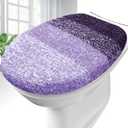 OLANLY Soft Microfiber Bathroom Toilet Lid Cover, Machine Washable Covers, 17.5x15, Stays in Place Rubber Backing, Fits Most Round, Elongated and Oblong Lids, Accessories Decor, Violet