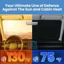 Windshield Sun Shade, Reflective Sunshade for Car Windshield with Mirror Cut-Out, Blocks 99% UV Rays & Keeps Vehicle Cool, Fits Cars, Trucks, SUVs & Vans, Fade-Resistant, (Small)