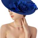 dressfan Church Fascinator Derby Hats for Women,20s 50s Linen Vintage Derby Hat for Church/Wedding/Cocktail/Tea Party
