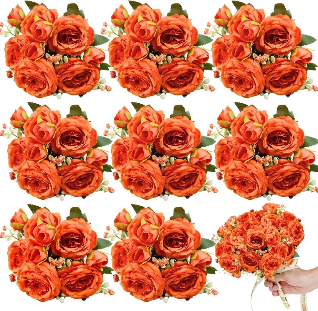 ASTRYAS 8Pcs Peonies Artificial Flowers, Orange Peony Artificial Peonies, Fall Flowers Fake Silk Peonies Artificial Flowers Peonies Bouquet for Autumn Centerpiece Table Wedding Party Home Decor ASTRYAS 8Pcs Peonies Artificial Flowers, Orange Peony Artificial Peonies, Fall Flowers Fake Silk Peonies Artificial Flowers Peonies Bouquet for Autumn Centerpiece Table Wedding Party Home Decor