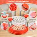 3 x 3rd Gen Chicken Shredder Tool Twist Large with Detachable Plate for Easy Transfer, Chicken Breast Shredder, Meat Shredder, Strong Anti-Slip Strip Base, Visible Lid, Ergonomic Handle, Dishwasher Safe (Orange)