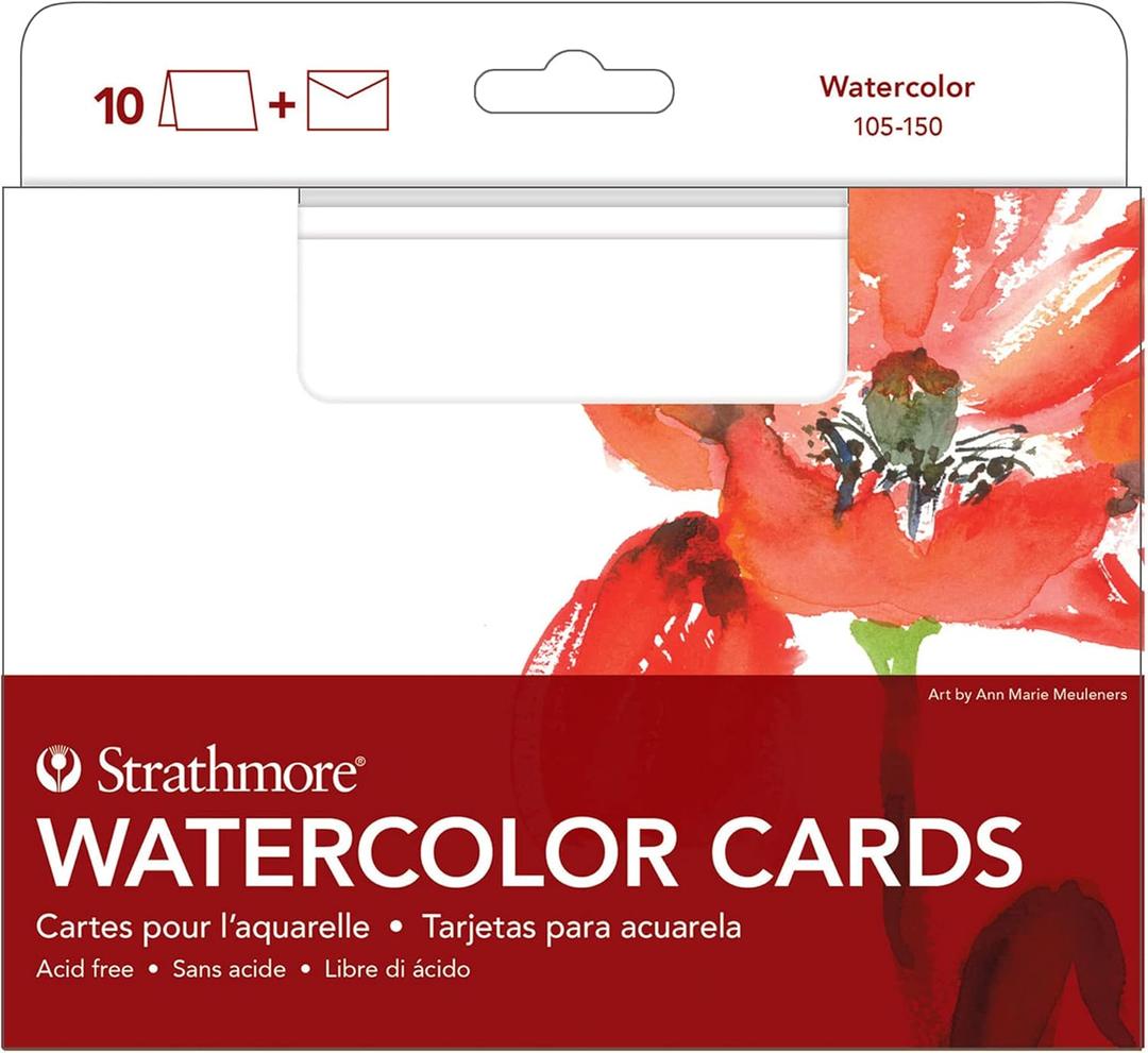 Strathmore Watercolor Cards, 5x6.875 inches, 10 Pack, Envelopes Included - Custom Greeting Cards for Weddings, Events, Birthdays