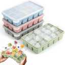 Silicone Ice Cube Tray with Lid, 4 Pack Stackable Ice Cube Trays for Freezer, Easy Release 15 Cubes Square Ice Molds for Whiskey Cocktail