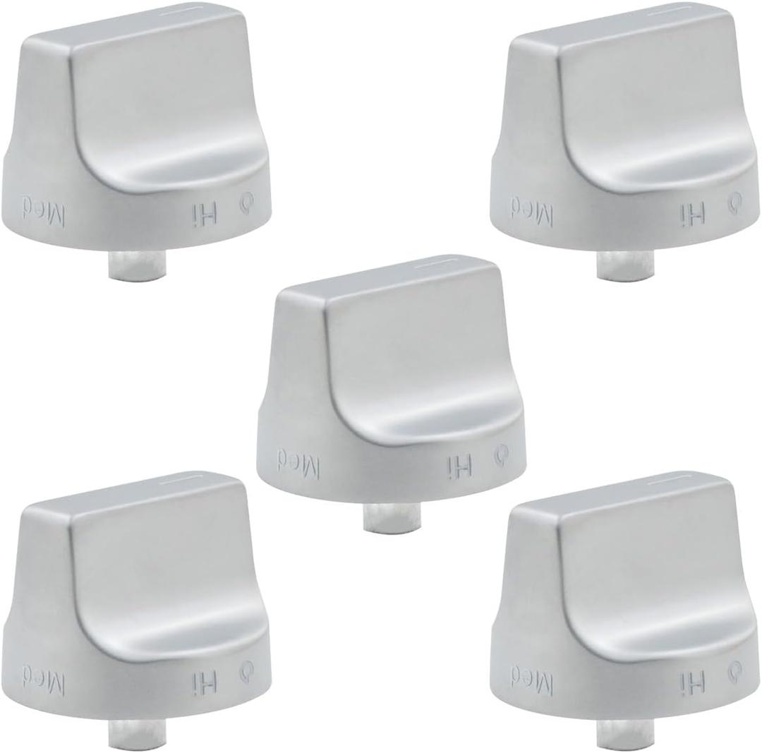W11239985 W11032553 Range Surface Burner Knob Cooktop Gas Control Assembly Metal Zinc Alloy Insulation Compatible with Whirlpool Stove Knob Replace 4845290 AP6333411 PS12578779 (5PCS)