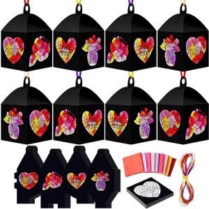 Maitys 16 Sets Mother's Day Paper Lantern Craft Kits, DIY Best Mom Heart Shaped Floral Patterns Lanterns with Colored Tissue Paper for Party Activities Ornaments