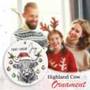 Highland Cow Ornament - Farmhouse Christmas Ornaments - Double-Sided Printed Ceramic Ornament for Christmas Tree Decoration