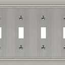 Metal Wall Plate for Electrical Outlets, Decorative Brushed Nickel Switch Plates Outlet Cover, Light Switch Cover Plate, 4-Gang Wall Plates (Quad Toggle, 1 Pack)