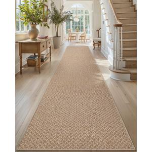 Color&Geometry Door Mat 3'x12' Runner Rug with Rubber Backing, Non Slip Washable Hallway Runner Kitchen Runner Rug, Carpet Runners for Hallway Living Room Bedroom, Beige (Rolled-up NO Creases)