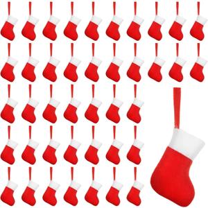 Seematn 100 Pcs Mini Christmas Stockings Bulk Xmas Colleague Gifts Employees Gift Office Christmas Decor Xmas Tree Decorations for School Church Charity Donate, 5.9 x 3.2 Inch(Red, White)