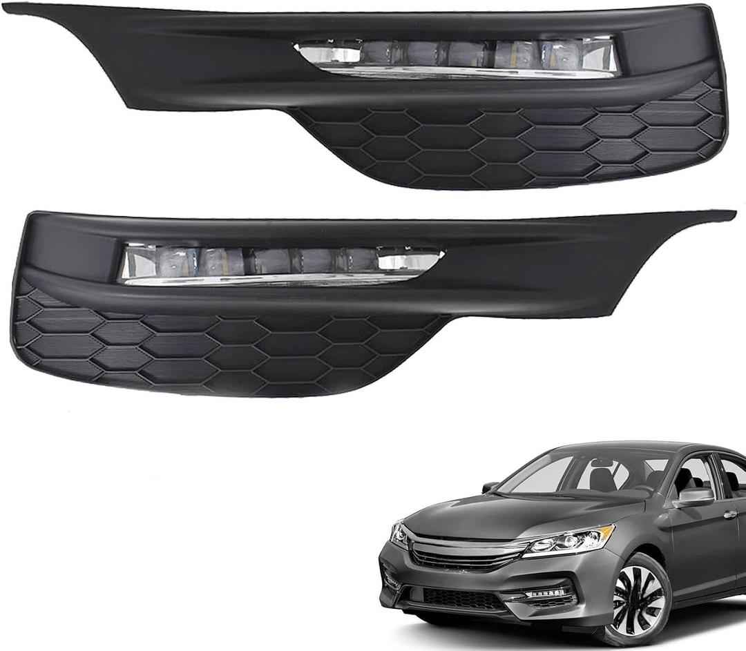 1 Pair Fog Lights Assembly with Bezel Wiring Harness & Switch Left and Right Side Replacement for Accord Sedan 2DR 4DR 2016 2017