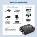 HTDYOO S Video RCA to HDMI Converter with RCA Cable + Svideo Cable + USB Cable, S-Video AV to HDMI Converte Compatible for PAL/NTSC for TV/PC/PS1/PS2/ STB/Xbox/VHS/VCR/DVD