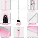 BSKLIN Broom and Dustpan Set, 52 Long Adjustable Handle Broom with Dustpan Combo Set with Dust Pan Teeth to Clean Hair for Home Lobby Office (Pink)
