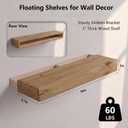 WOPITUES 36" Long Floating Shelves, 3" Thick Rustic Wall Shelves Set of 2, 36in