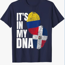 Dominican and Colombian Mix DNA Flag Heritage T-Shirt Navy, Size L