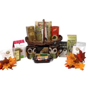 Gift Basket Village: Fall Harvest Delight - Mugs, Cookies, Crackers, Cheese, Nuts, Sausages & Coffee