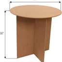 SSWBasics 30 Inch Round Wood Display Table - 250 Pound Weight Capacity - Medium Density Fiberboard - Compatible with Round Tablecloths up to 88 inches - 2 Part Interlocking Finger Groove Base, 30Dia. x 29 7/8H