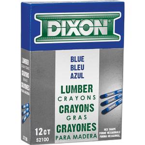 Dixon Industrial Lumber Crayons, Blue, 12 Count