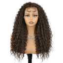 Forfeels 134 Dark Brown Lace Front Wig Long Curly Brown Wig with Baby Hair Synthetic Lace Front Wigs for Women Daily Party Use 24 Inch