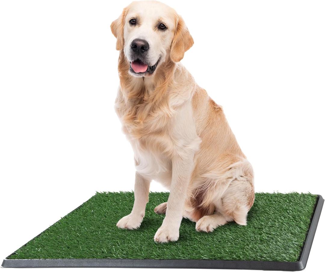 PETMAKER Artificial Grass Puppy Pee Pad for Dogs and Small Pets with Tray - 20x30 inches Washable 3-Layer Reusable Indoor Dog Potty Grass Training Pad, Easy Clean Pet Housebreaking Potty Solution