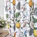 Printed Pattern Curtains 63 Inches Long for Living Room Farmhouse Floral Vintage Art Deco Drapes White Pinch Pleated Sheer Hummingbird Lemon Patterned Window Treatment for Bedroom 2 Panels
