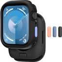 MAGEASY Protective Case for 41mm Apple Watch Series 9, Series 8, Series 7 | Shockproof Silicone Bumper, Skin - Midnight Black
