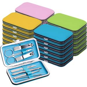 48pack Bulk Manicure Set, Nail Clippers Kit Stainless Steel Fingernail Clippers, Sturdy Nail Tip Cutter Trimmers Professional Grooming Toenail Clippers Personal Pedicure Kits Gift (8-in-1, 4 Colors)