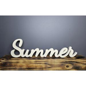 White Wooden Summer Sign for Tabletop, Rustic Table Summer Decor Wall Decor for Living Room Home Office Shelf Mantel Indoor Wood home Decor Summers Table Top Party Decoration