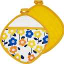 2 Pack Pot Holders with Pocket, Heat Resistant Silicone Hot Pads, Non-Slip Pot Holder for Kitchen Cooking, Baking and Oven Use, Dual-Sided Hot Pad & Trivet (7.877.87 in, Floral Pattern)