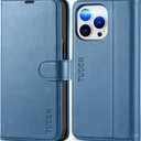 TUCCH Wallet Case for iPhone 13 Pro 5G, [TPU Shockproof Inner Shell], PU Leather [RFID Blocking] Card Holder Magnetic Stand Protective Cover Compatible with iPhone 13 Pro 6.1-inch 2021, Lake Blue