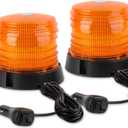 ASPL 2pcs LED Warning Flash Beacon Lights, 60 LED Amber Warning Safety Flashing Strobe Lights with Magnetic and 16 ft Straight Cord for Vehicle Truck Tractor Golf Carts UTV Car Bus,12V-24V