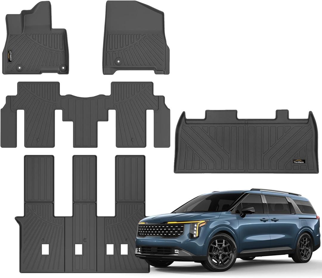 Floor Mats & Cargo Liner Custom for Kia Carnival 2025 2026 Hybrid MPV 8 Seats (NOT for Pure Fuel & Prestige Models) All Weather TPE Floor Liners Automotive Trunk Mat for Carnival Hybrid Accessories