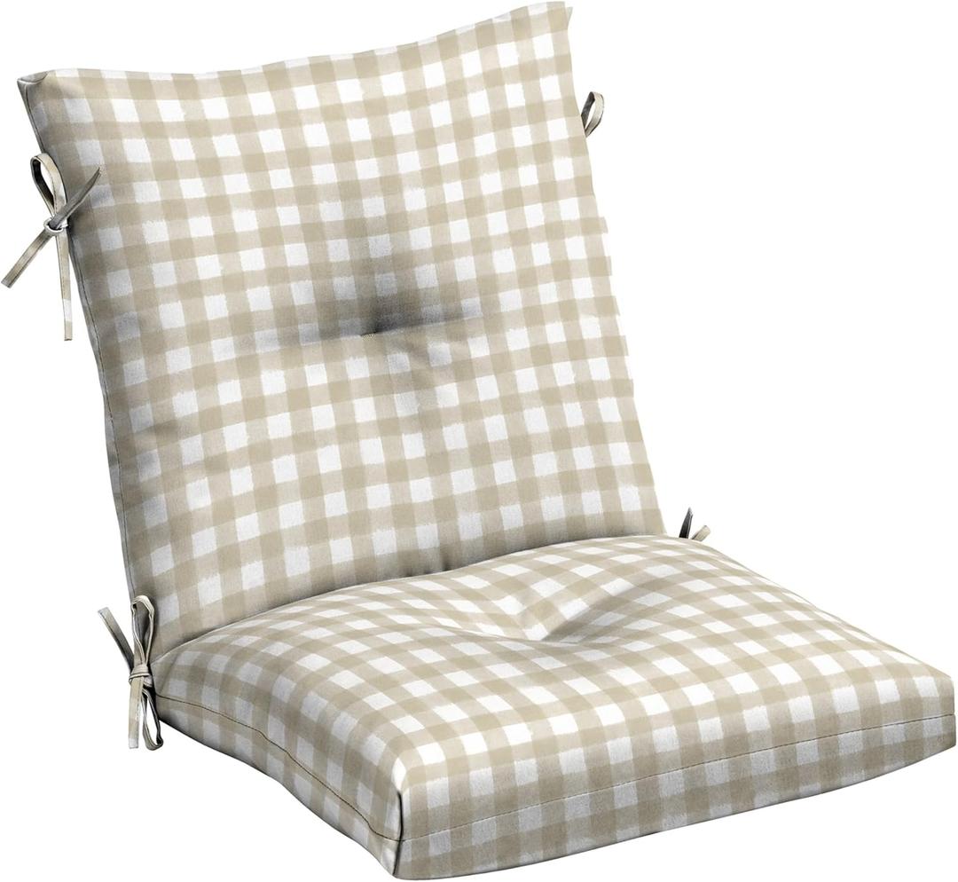 Arden Plush Modern Tufted Polyfill Dining Chair Cushion, 21 x 40, Arden x Alexandra Kay Collection, Water Repellent, Fade Resistant, The Coffee Girl Gingham