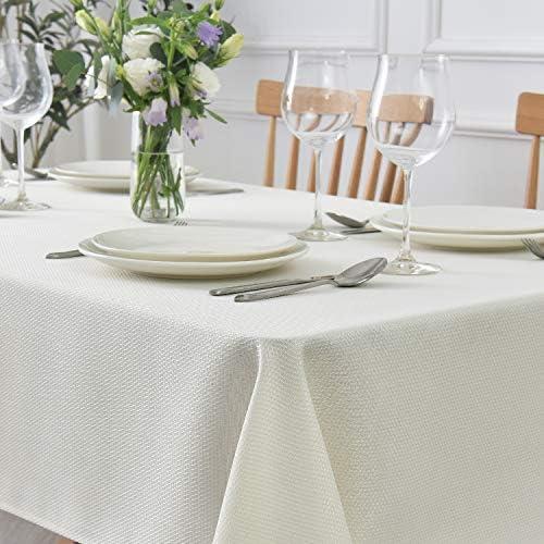 maxmill Jacquard Square Tablecloth Stain Resistant Waterproof Wrinkle Resistant Washable Soft Table Cloth, Decorative Fabric Table Cover for Dining Room, Indoor and Outdoor Use, 52 x 52 Inch, Ivory