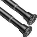 AIZESI Black Tension Rods 24 to 46 Inch, 2Pcs Spring Tension Curtain Rod, No Drilling, Adjustable for Window, Kitchen, Closet, Doorway