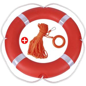 28/23 Inch Boat Safety Throw Ring Set, 98.4FT Floating Lifesaving Rope, 2.5/1.5 KG International Standard, Outdoor Professional Throwing Ring Rope Rescue Lifeguard Lifesaving