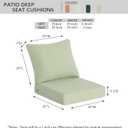 Outdoor Deep Seat Cushions (25"x25") 2 Sets, Water-Resistant Fade Resistant Cushions with Removable Covers & High Resilience Foam with YKK Zippers for Patio Furniture,Sage