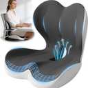 Office Chair Seat Cushion with Back Lumbar Support, Ergonomic Memory Foam | Integrated L-Shaped Backrest and Coccyx Cutout with Non-Slip Base for Car Seats, Wheelchairs and Long Sitting Comfort