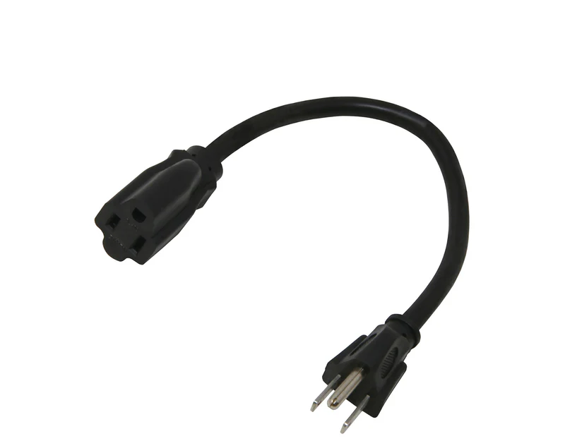 1FT Short Extension Cord, Flat Head Extension Cord Indoor with 3 Prong, Low Profile Power Cable SJT 14 AWG Flexible Power Cord for Home Kitchen, ETL Listed, 2 Pack