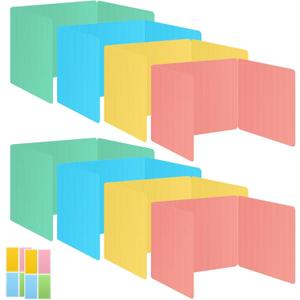 8 Pack Desk Privacy Panel Desk Divider - Pastel Color Testing Dividers for Classroom Supplies- Easy Clean Privacy Shields for Student Testing Desk dividers- Includes Extra Labels